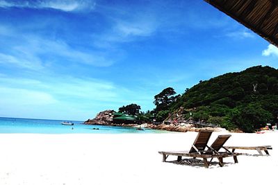 Scenic view of beach against sky