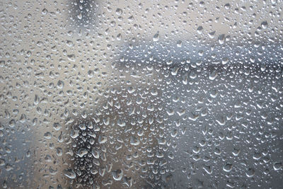 Full frame shot of wet glass window