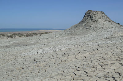 Mud volcanoes and caspian sea in gobustan, azerbaijan