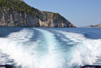Scenic view of sea against clear sky