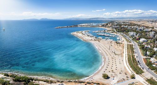 High angle view of sea against sky