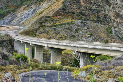 View of bridge through rocks