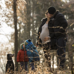 People in forest during winter