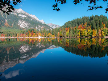 Reflection of trees in lake during autumn