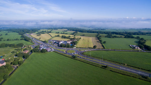 High angle view of road passing through landscape
