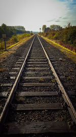 Railway tracks against clear sky