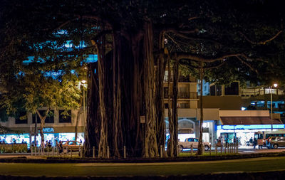 Illuminated building at night