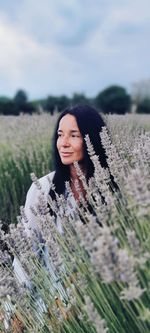 Portrait of young woman on lavender field