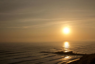 Scenic view of sea at sunset