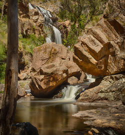 Scenic view of waterfall