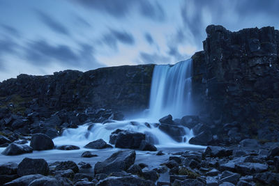 Scenic view of waterfall