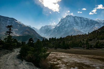 Scenic view of mountains against sky