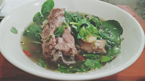 Close-up of soup in bowl
