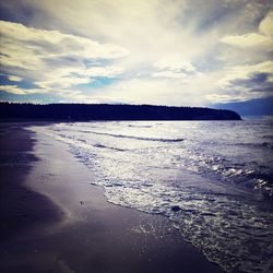 Scenic view of sea against cloudy sky