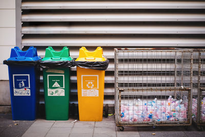 Waste bins that are clearly separated.