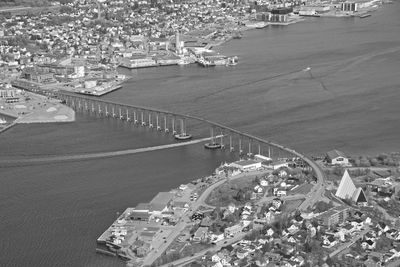 High angle view of bridge over sea