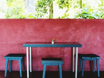 Close-up of chair on table