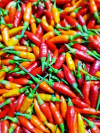 Full frame shot of chili peppers for sale in market