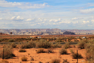 View of landscape against cloudy sky