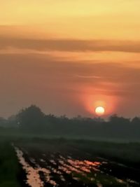 Scenic view of landscape against sky during sunset