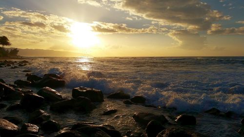 Scenic view of sea against sky during sunset