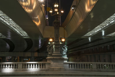 Low angle view of illuminated building