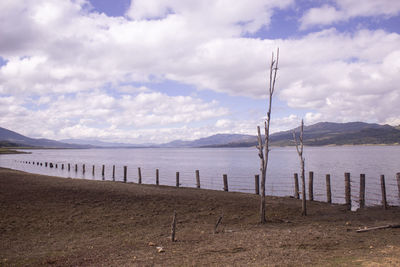 Scenic view of beach against sky