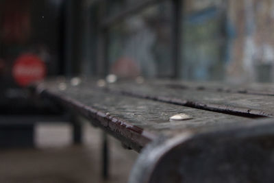 Close-up of old table