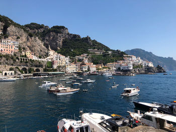 View of amalfi marine and town, campania, italy