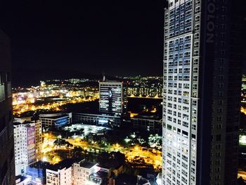 View of illuminated cityscape at night