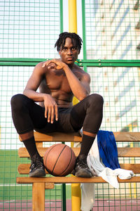 Portrait of the black man with the basketball