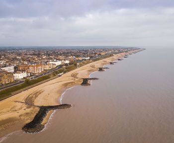 High angle view of beach against sky