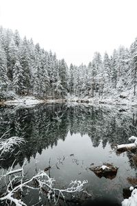 Frozen lake against sky during winter