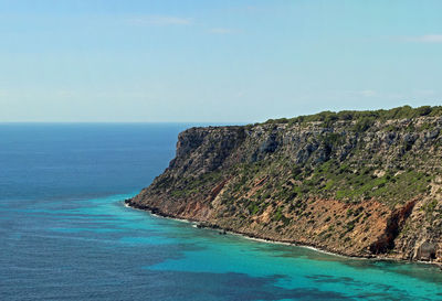 Scenic view of sea against clear sky