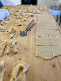 Close-up of wooden blocks on table