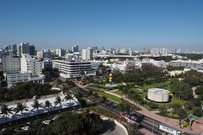 High angle view of cityscape against sky