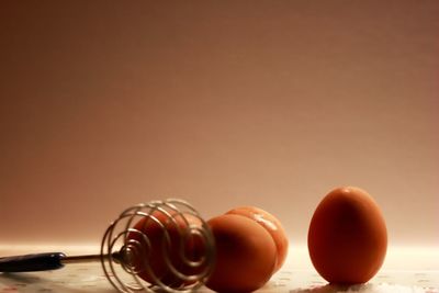 Close-up of eggs on table