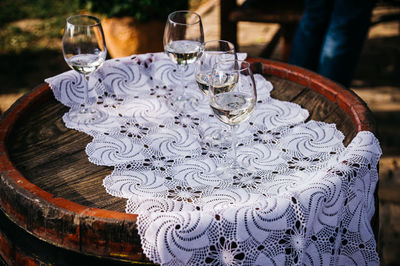 Close-up of empty glass on table