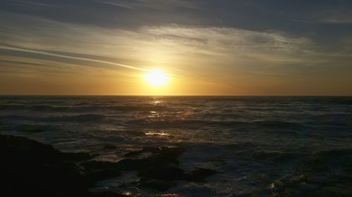 Scenic view of sea at sunset