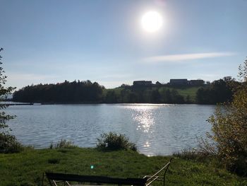 Scenic view of lake against sky