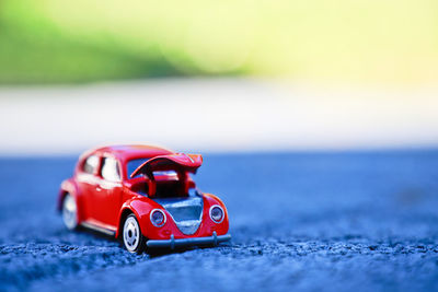 Close-up of toy car on table