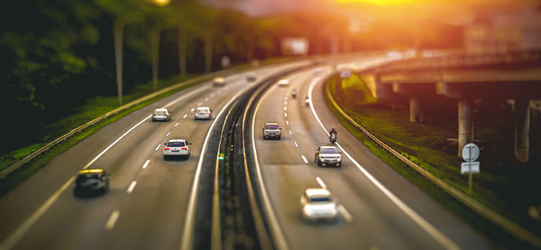 High angle view of traffic on highway