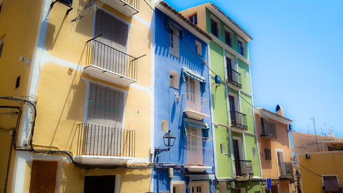 Low angle view of residential buildings against sky