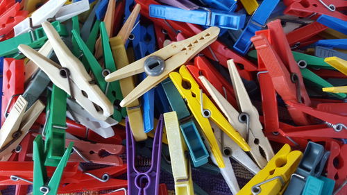 Detail shot of colorful pegs