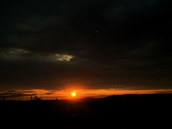 Scenic view of dramatic sky at sunset