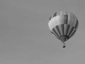 Low angle view of hot air balloon against clear sky