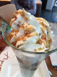 Close-up of ice cream in plate