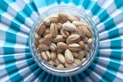 High angle view of food in bowl on table