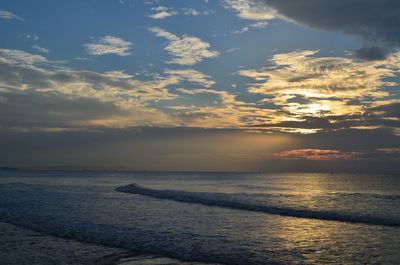 Scenic view of sea against sky during sunset