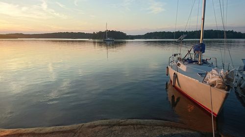 Scenic view of sea at sunset